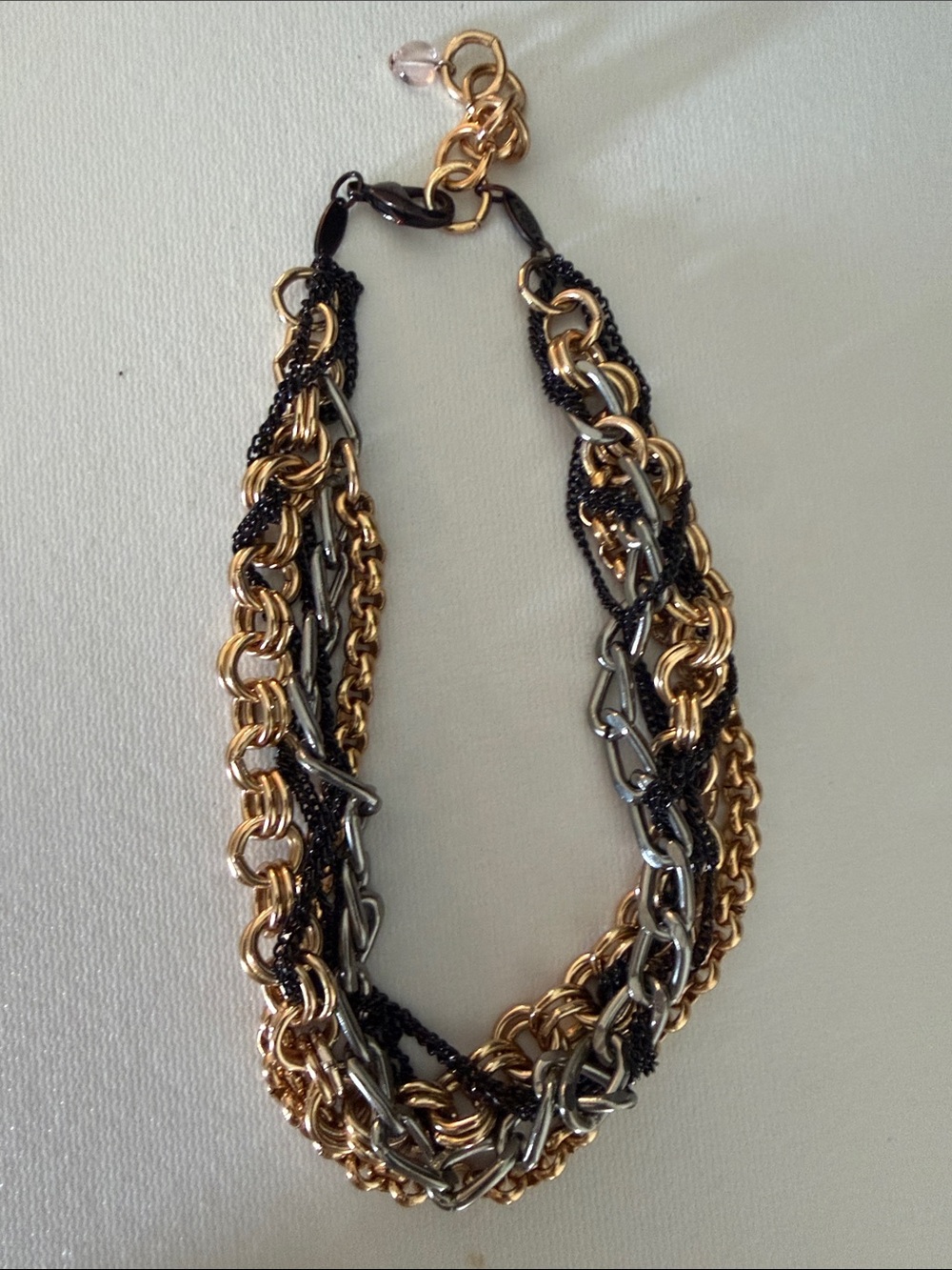 Sabika Gold, Black & Silver Multi-Chain Statement Necklace